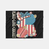 Couverture Polaire Peace Love Cricket Lover American Flag Patriotic C (Devant (Horizontal))