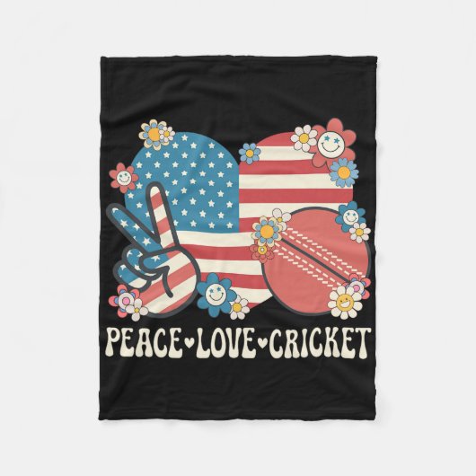 Couverture Polaire Peace Love Cricket Lover American Flag Patriotic C (Devant)