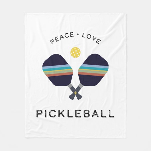 Couverture Polaire Peace Love et Pickleball Striped Paddles (Devant)