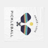 Couverture Polaire Peace Love et Pickleball Striped Paddles (Devant (Horizontal))
