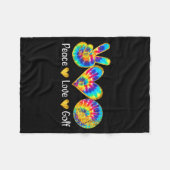 Couverture Polaire Peace Love Golf Funny Tie Dye Golf Lovers  (Devant (Horizontal))