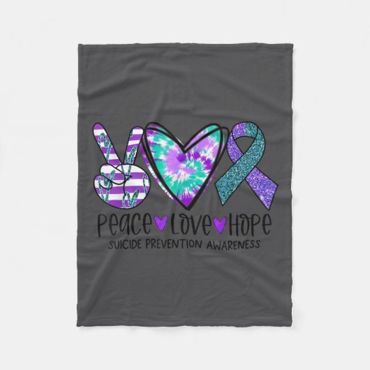Couverture Polaire Peace Love Hope Suicide Prevention Awareness Tie-d (Devant)