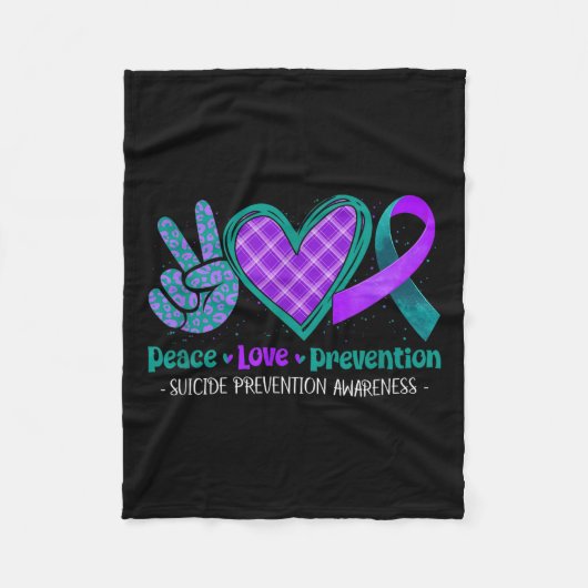 Couverture Polaire Peace Love Life Suicide Prevention Awareness Purpl (Devant)
