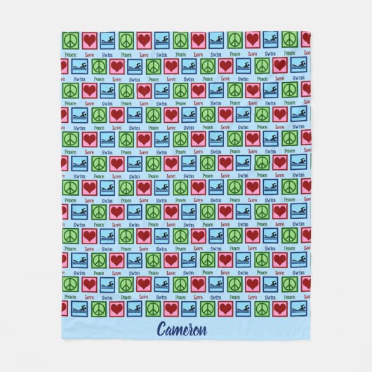 Couverture Polaire Peace Love Natation Custom Swim Team (Devant)