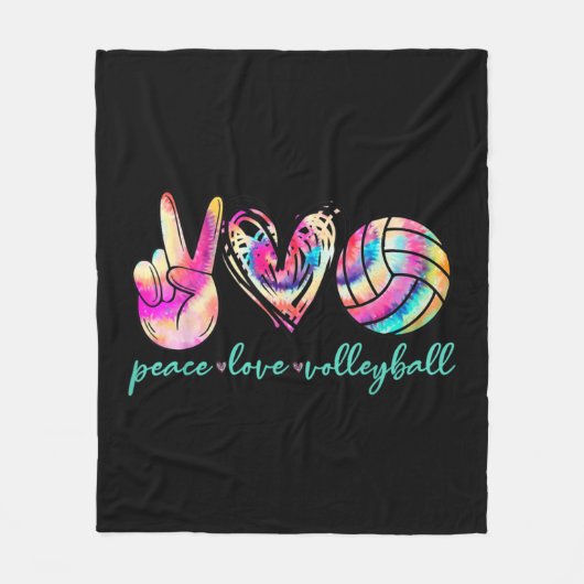 Couverture Polaire Peace Love Volleyball Joueuse Tie Dye Style Femmes (Devant)