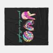 Couverture Polaire Peace Love Volleyball Joueuse Tie Dye Style Femmes (Devant (Horizontal))