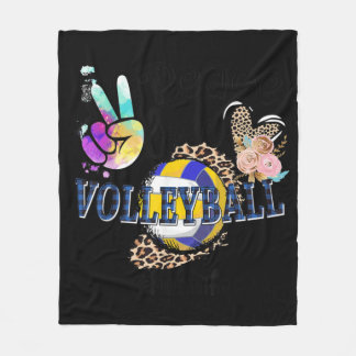 Couverture Polaire Peace Love Volleyball Maman Vie Maman Grand-mère L