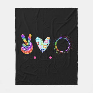 Couverture Polaire Peace Love Volleyball Tie Dye Rainbow Trippy Hippi