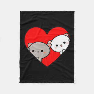 Couverture Polaire Peach Cartoon Love Goma Cat Saint Valentin Coeur