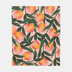 Couverture Polaire Peach Fruit rose Arrière - plan Motif.