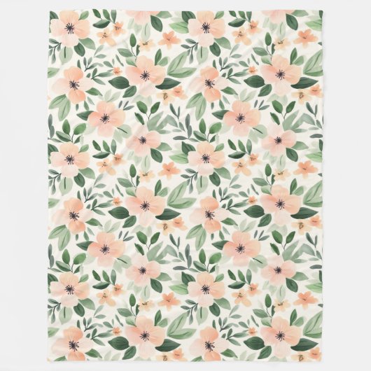 Couverture Polaire Peach Mint Flowers   (Devant)