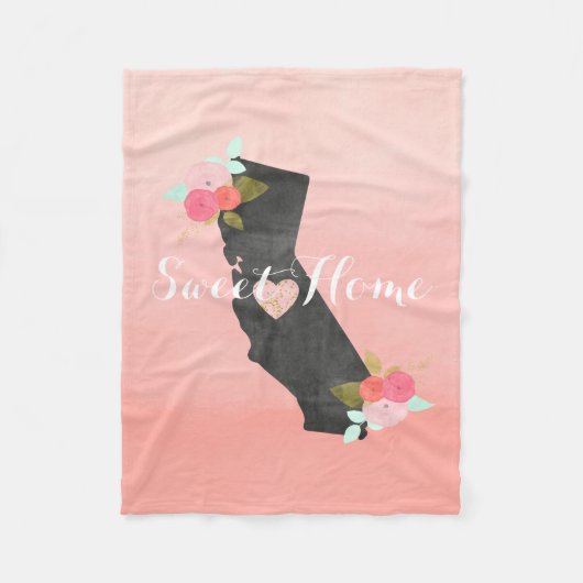 Couverture Polaire Peach Ombre California State & Moveable Heart (Devant)