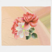 Couverture Polaire Peach Peonies et Ghost Orchid (Devant (Horizontal))