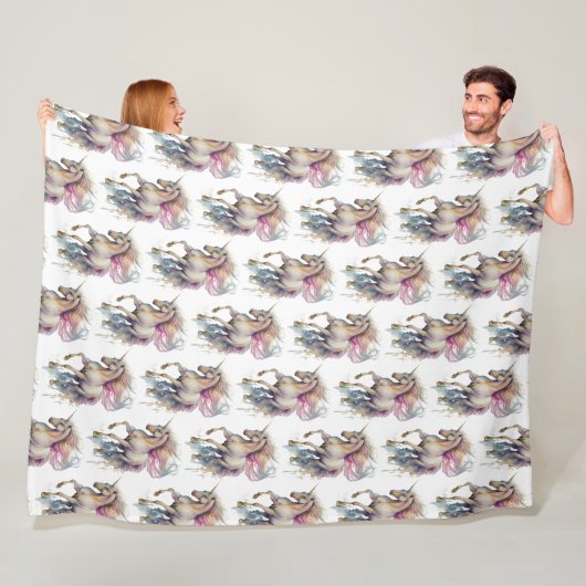 Couverture Polaire Peach Pink Unicorn Dream (En situation)