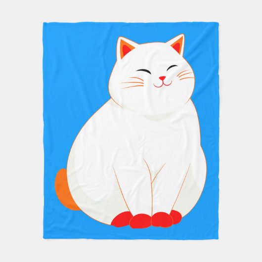 Couverture Polaire Peaches, le Chat Sourire (Devant)