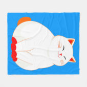 Couverture Polaire Peaches, le Chat Sourire (Devant (Horizontal))