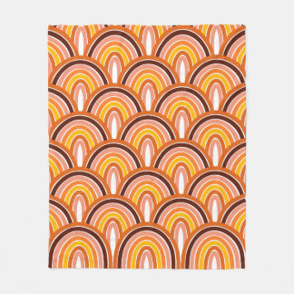 Couverture Polaire Peacht rose moderne esthétique Boho Rainbow Motif