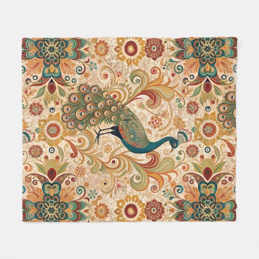 Couverture Polaire Peacock Art Morris Style (Devant (Horizontal))