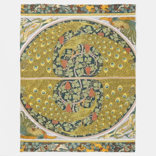 Couverture Polaire Peacock Art Nouveau Style rond design complexe (Devant)