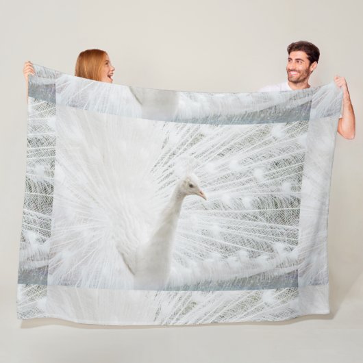Couverture Polaire Peacock blanc belles plumes (En situation)