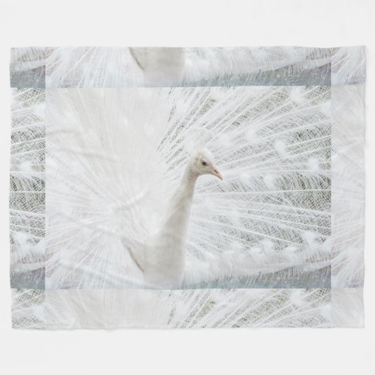 Couverture Polaire Peacock blanc belles plumes (Devant (Horizontal))