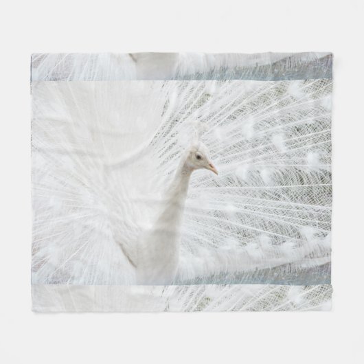 Couverture Polaire Peacock blanc belles plumes (Devant (Horizontal))