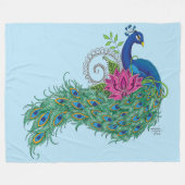 Couverture Polaire Peacock Blue Lotus Fleur Henné (Devant (Horizontal))