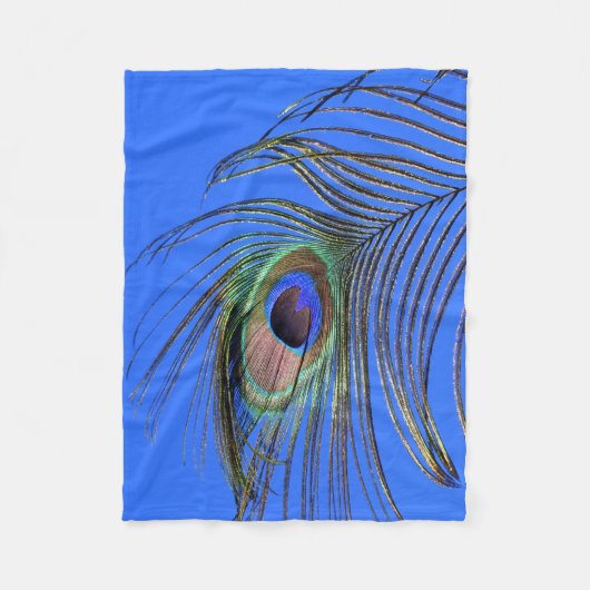 Couverture Polaire Peacock Feather Bright Blue Sky photo (Devant)