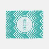 Couverture Polaire Peacock Monogramme Et Zigzag Blanc Chevron (Devant (Horizontal))