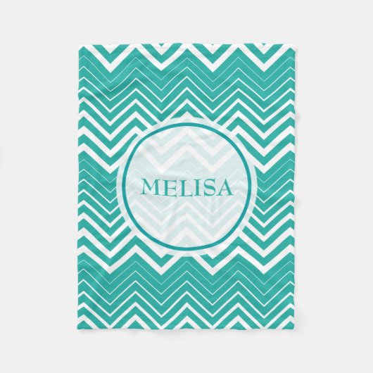 Couverture Polaire Peacock Monogramme Et Zigzag Blanc Chevron (Devant)