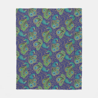 Couverture Polaire Peacock Paisley Pattern Blue