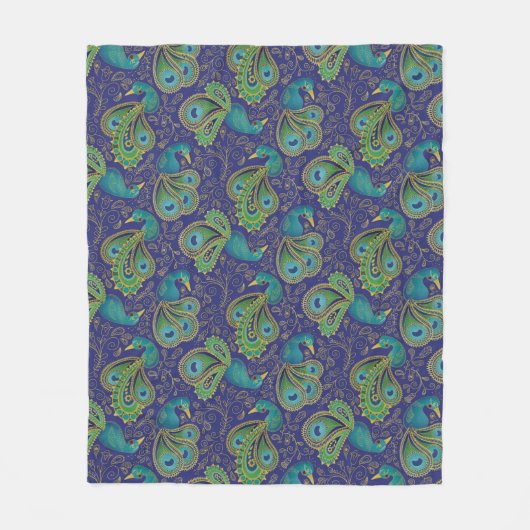 Couverture Polaire Peacock Paisley Pattern Blue (Devant)