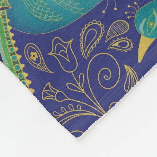 Couverture Polaire Peacock Paisley Pattern Blue (Coin)
