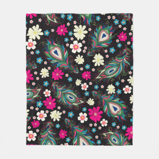 Couverture Polaire Peacock Plumes Broderie Motif sans fil