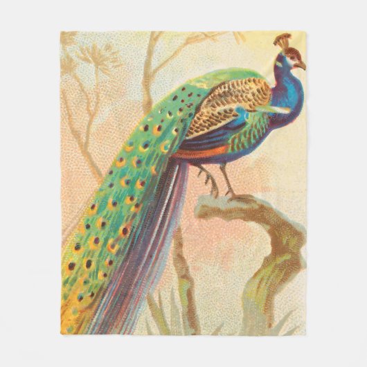 Couverture Polaire Peacock vintage sur une branche (Devant)