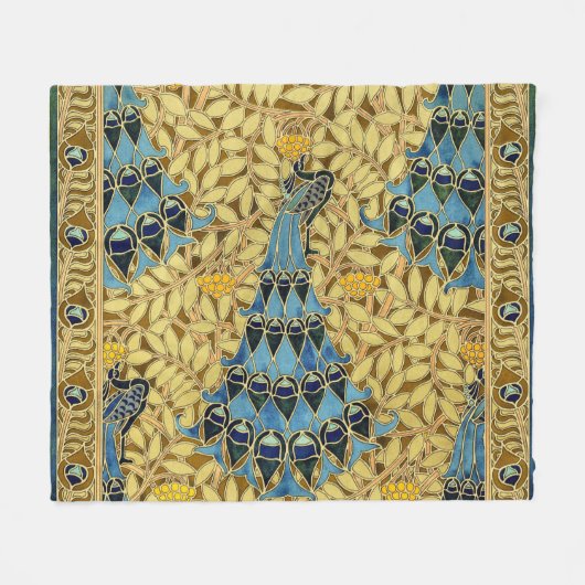 Couverture Polaire Peacocks Birds Rowan Trees Art Nouveau (Devant (Horizontal))