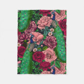 Couverture Polaire Peacocks dans le jardin rose 2 (Devant)