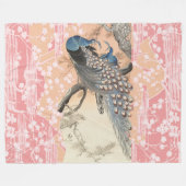 Couverture Polaire PEACOCKS, ROSE BLANC FLEURS SAKURA Japonais Floral (Devant (Horizontal))