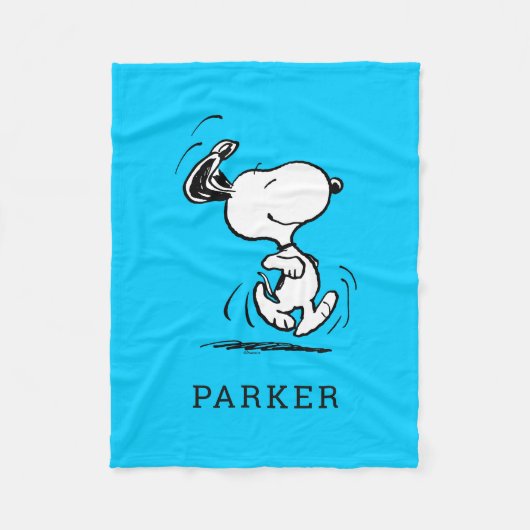Couverture Polaire Peanuts | Snoopy Danse Joyeuse Plaid en Laine (Devant)