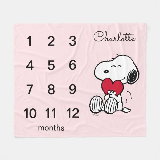 Couverture Polaire Peanuts Snoopy | Étape Mensuelle Bébé Fleece Bla (Devant (Horizontal))