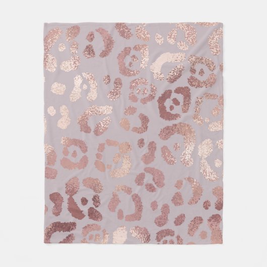 Couverture Polaire Peau léopard : élégance or rose. (Devant)