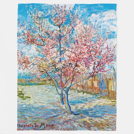 Couverture Polaire Pêche à fleurs, Van Gogh (Devant)