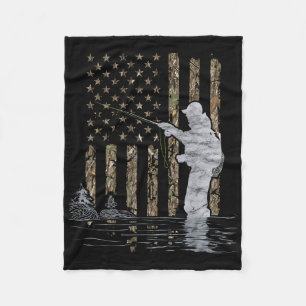 Couverture Polaire Pêche à la mouche Pêcheur Drapeau américain Camouf