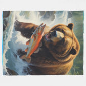 Couverture Polaire Pêche à l'ours grizzli (Devant (Horizontal))