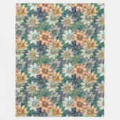 Couverture Polaire Pêche blanc bleu vert Floral (Devant)
