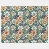 Couverture Polaire Pêche blanc bleu vert Floral (Devant (Horizontal))