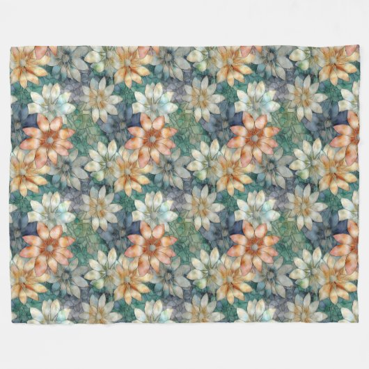 Couverture Polaire Pêche blanc bleu vert Floral (Devant (Horizontal))