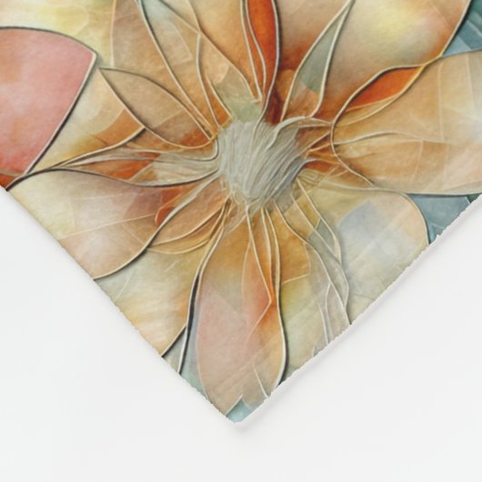 Couverture Polaire Pêche blanc bleu vert Floral (Coin)