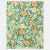 Couverture Polaire Pêche et vert clair pivoine et Rose Floral Mariage (Devant)