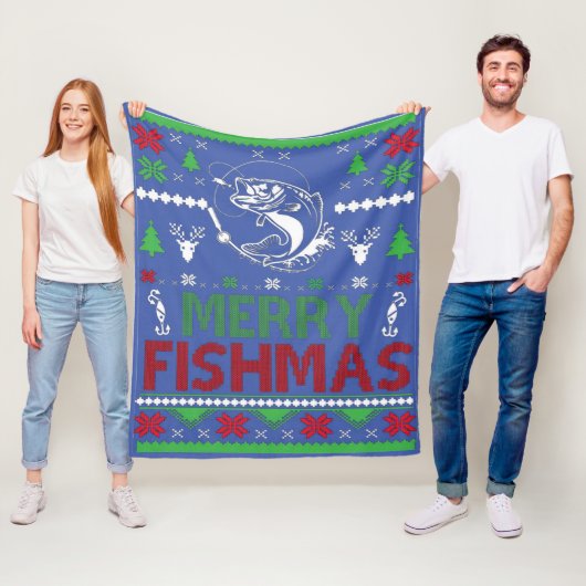 Couverture Polaire pêche hideux de noël (En situation)